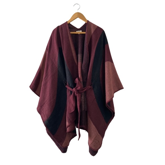 Cost Plus World Market Sweaters - World Market maroon oversized sweater poncho, One Size